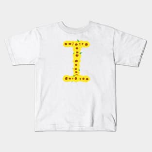 Sunflowers Initial Letter I (White Background) Kids T-Shirt